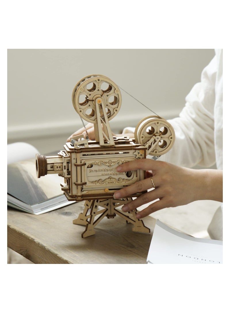 3D Wooden Puzzles, DIY Film Projector Model Building Kits for Adults, Mechanical Craft Kits Vitascope Birthday Gift for Friends and Family - Image 3